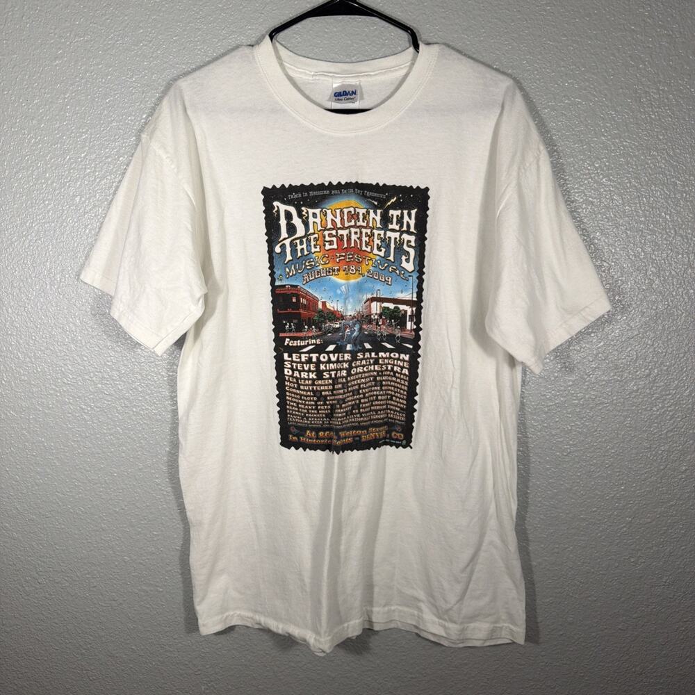 2009 Dancin In The Streets Festival Denver Leftover Salmon White Tshirt Size L